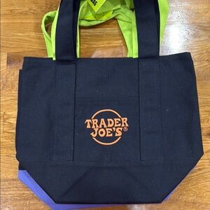 Trader Joe's Black and Purple Tote Bag